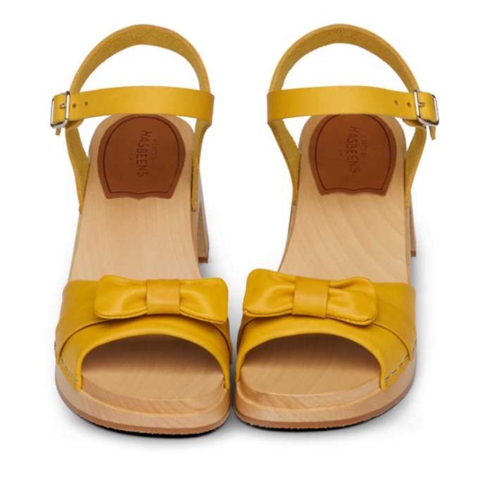 Swedish Hasbeens Beautiful NWT Bow Yellow Retro Vintage Clog Sandal size 7.5 & 8 - Picture 8 of 16